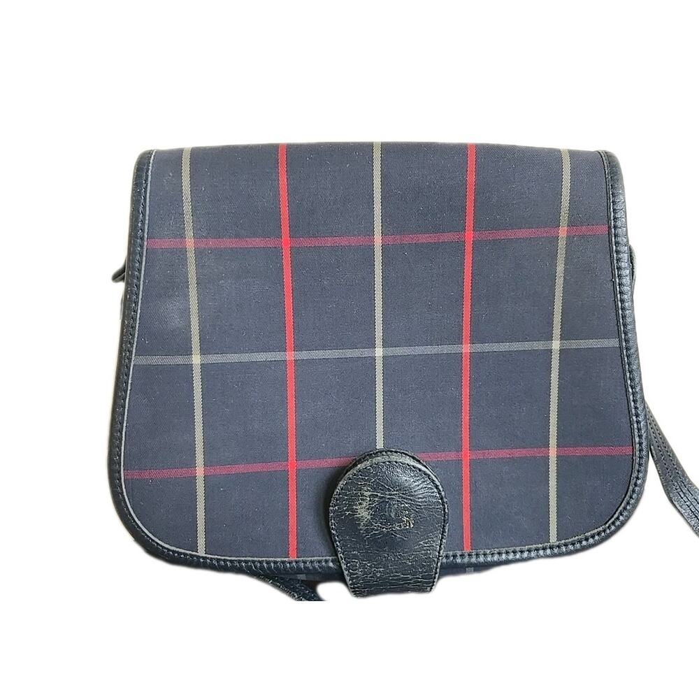 Vintage Burberry Black and Red Check Crossbody Bag